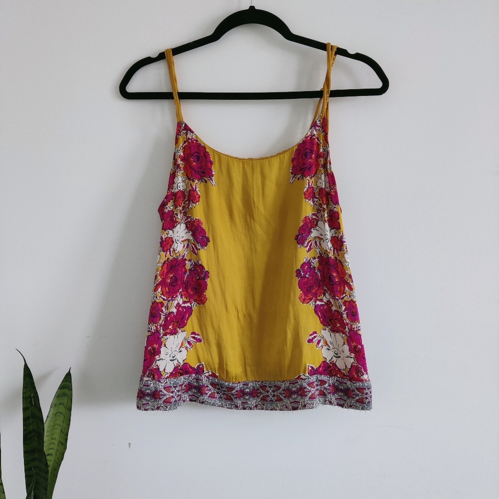 Floral Trim Mustard Camisole Tank Top - Women